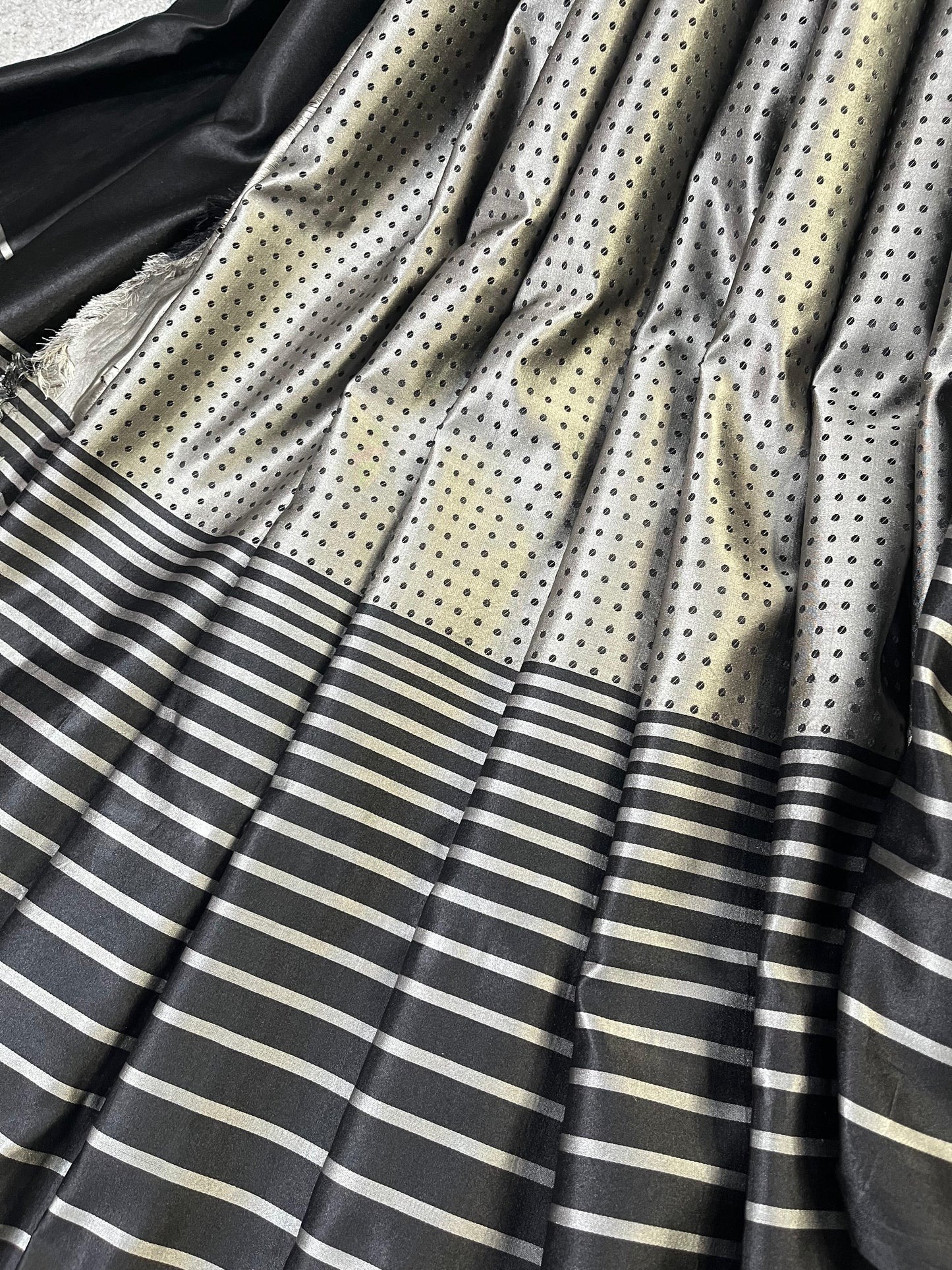 GREY SATIN SILK PURE HANDLOOM BANARASI SAREE