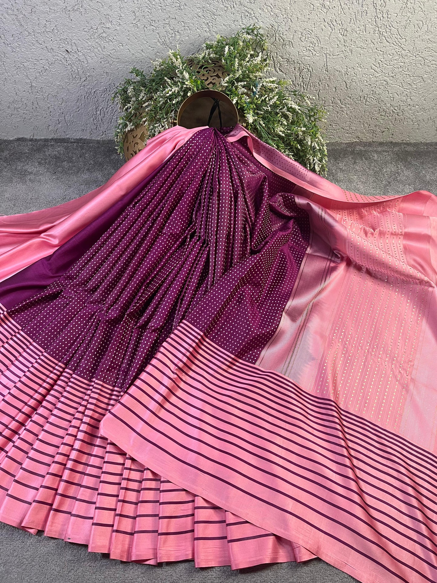 WINE SATIN SILK PURE HANDLOOM BANARASI SAREE
