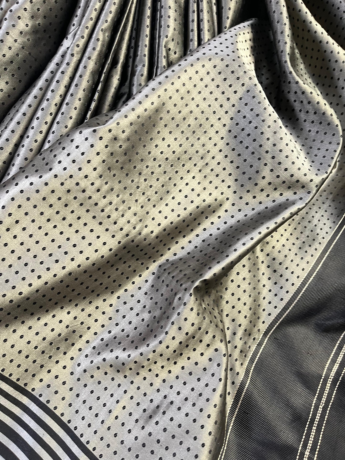 GREY SATIN SILK PURE HANDLOOM BANARASI SAREE