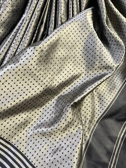 GREY SATIN SILK PURE HANDLOOM BANARASI SAREE