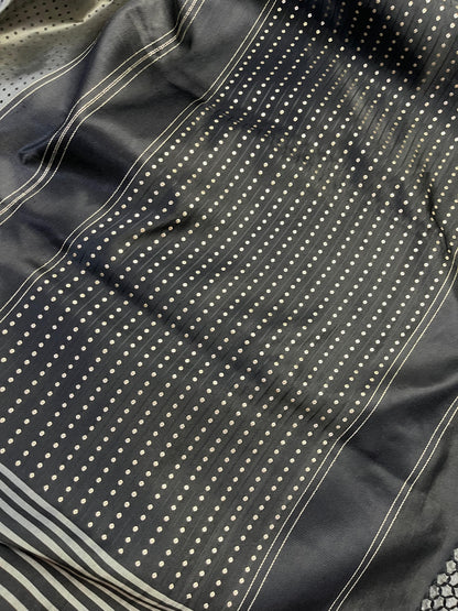 GREY SATIN SILK PURE HANDLOOM BANARASI SAREE