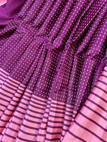 WINE SATIN SILK PURE HANDLOOM BANARASI SAREE