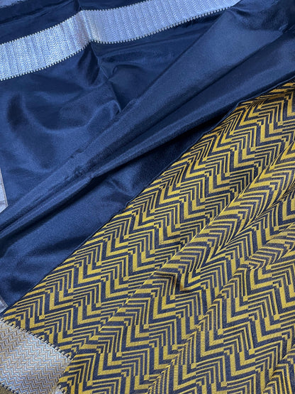 BLACK AND YELLOW SILK PURE HANDLOOM DO RUKHI BANARASI SAREE