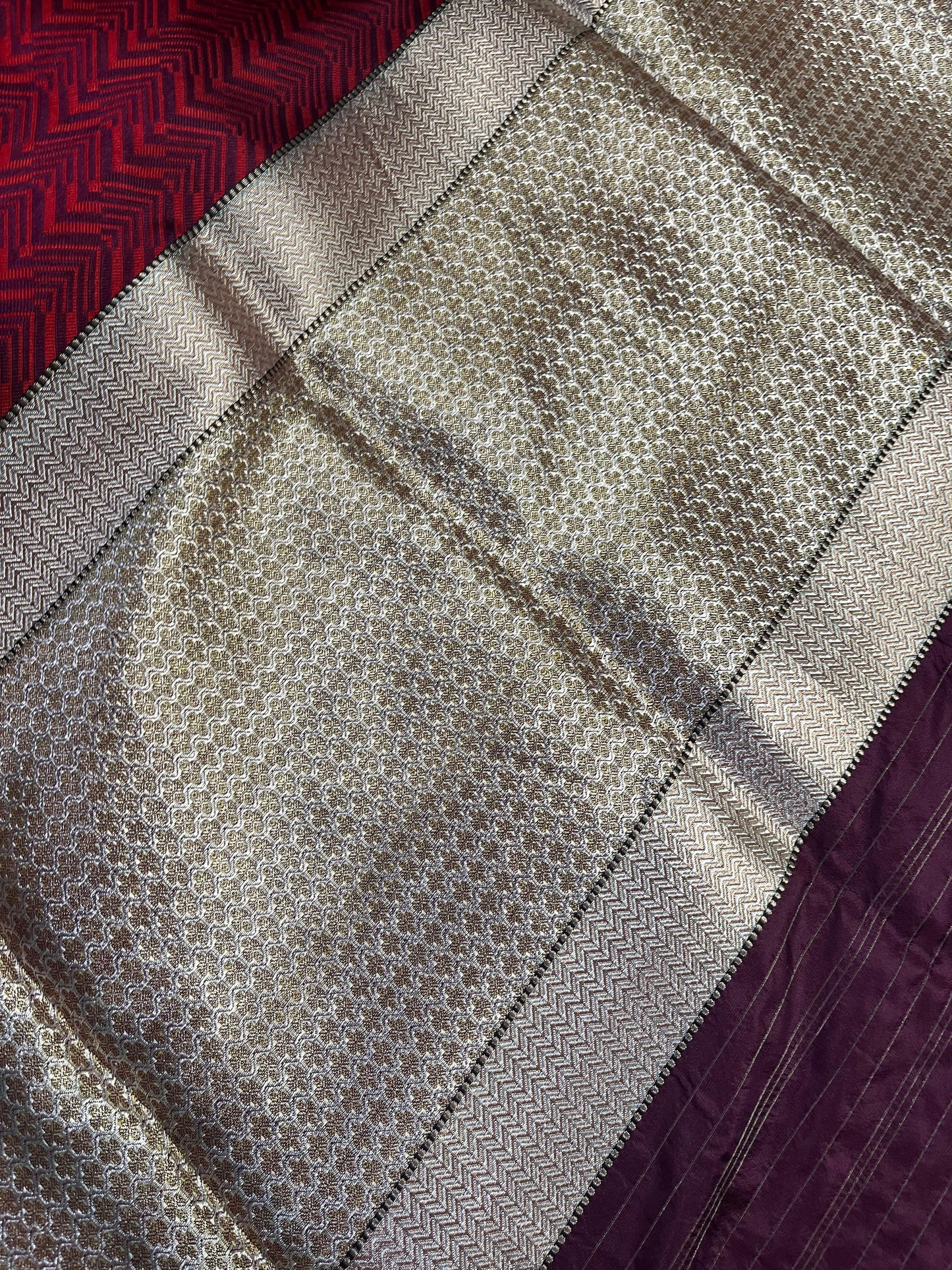 RED AND WINE SILK PURE HANDLOOM DO RUKHI BANARASI SAREE