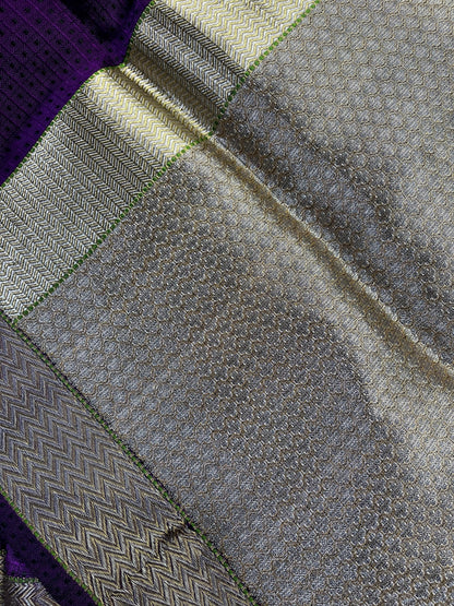 PURPLE BLACK SILK PURE HANDLOOM DO RUKHI BANARASI SAREE