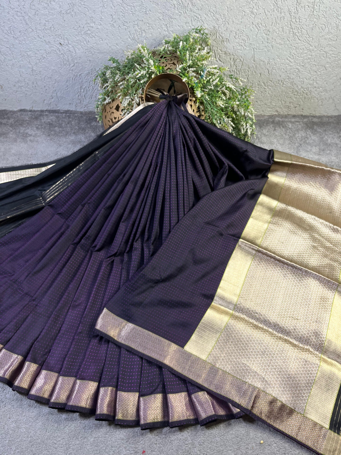 PURPLE BLACK SILK PURE HANDLOOM DO RUKHI BANARASI SAREE