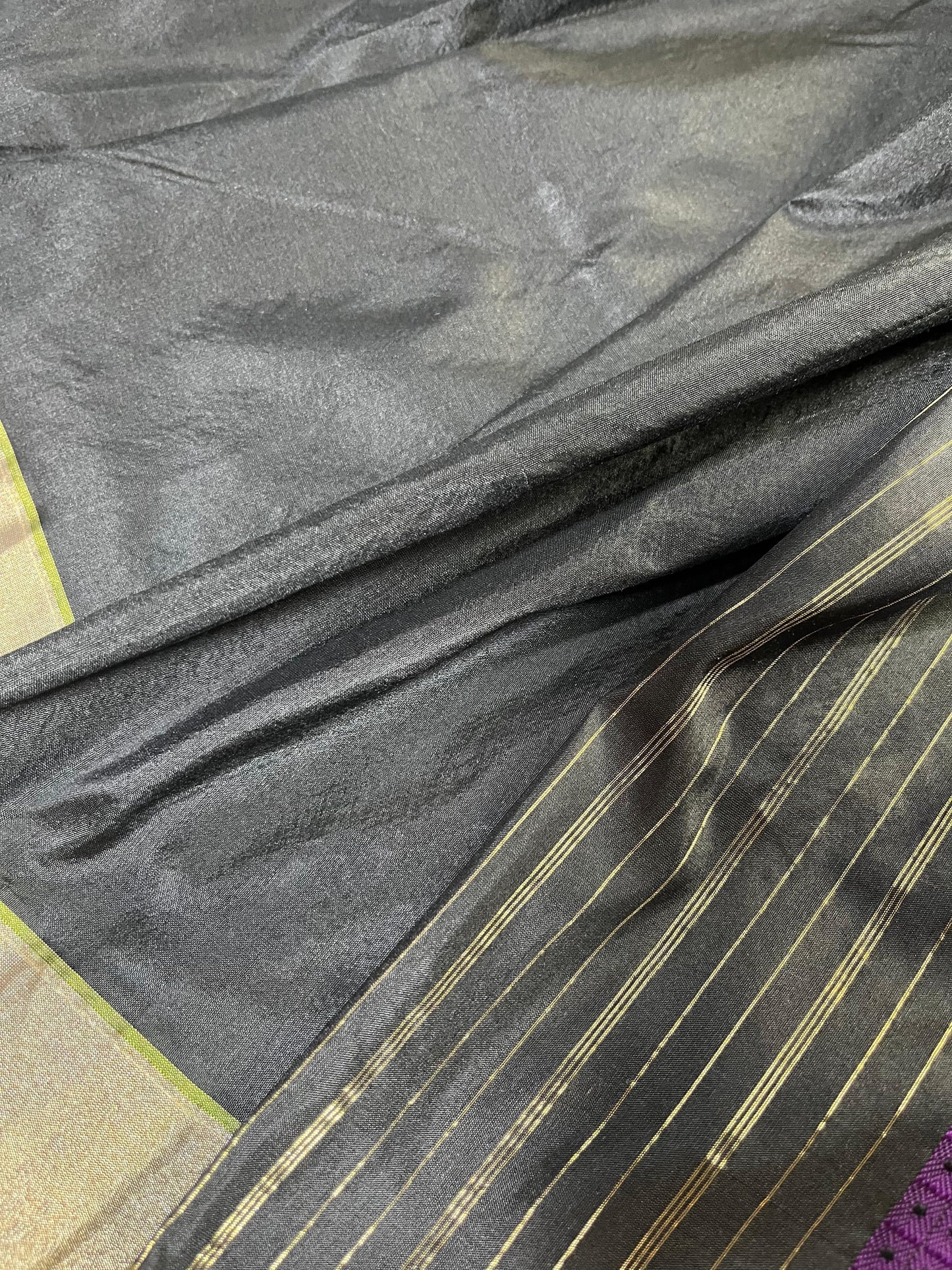 PURPLE BLACK SILK PURE HANDLOOM DO RUKHI BANARASI SAREE
