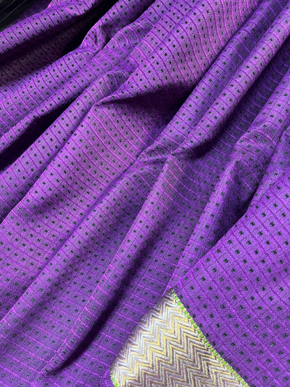 PURPLE BLACK SILK PURE HANDLOOM DO RUKHI BANARASI SAREE