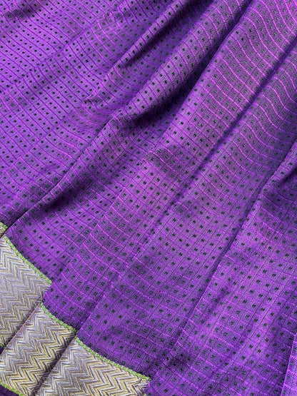 PURPLE BLACK SILK PURE HANDLOOM DO RUKHI BANARASI SAREE
