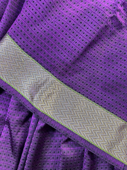 PURPLE BLACK SILK PURE HANDLOOM DO RUKHI BANARASI SAREE