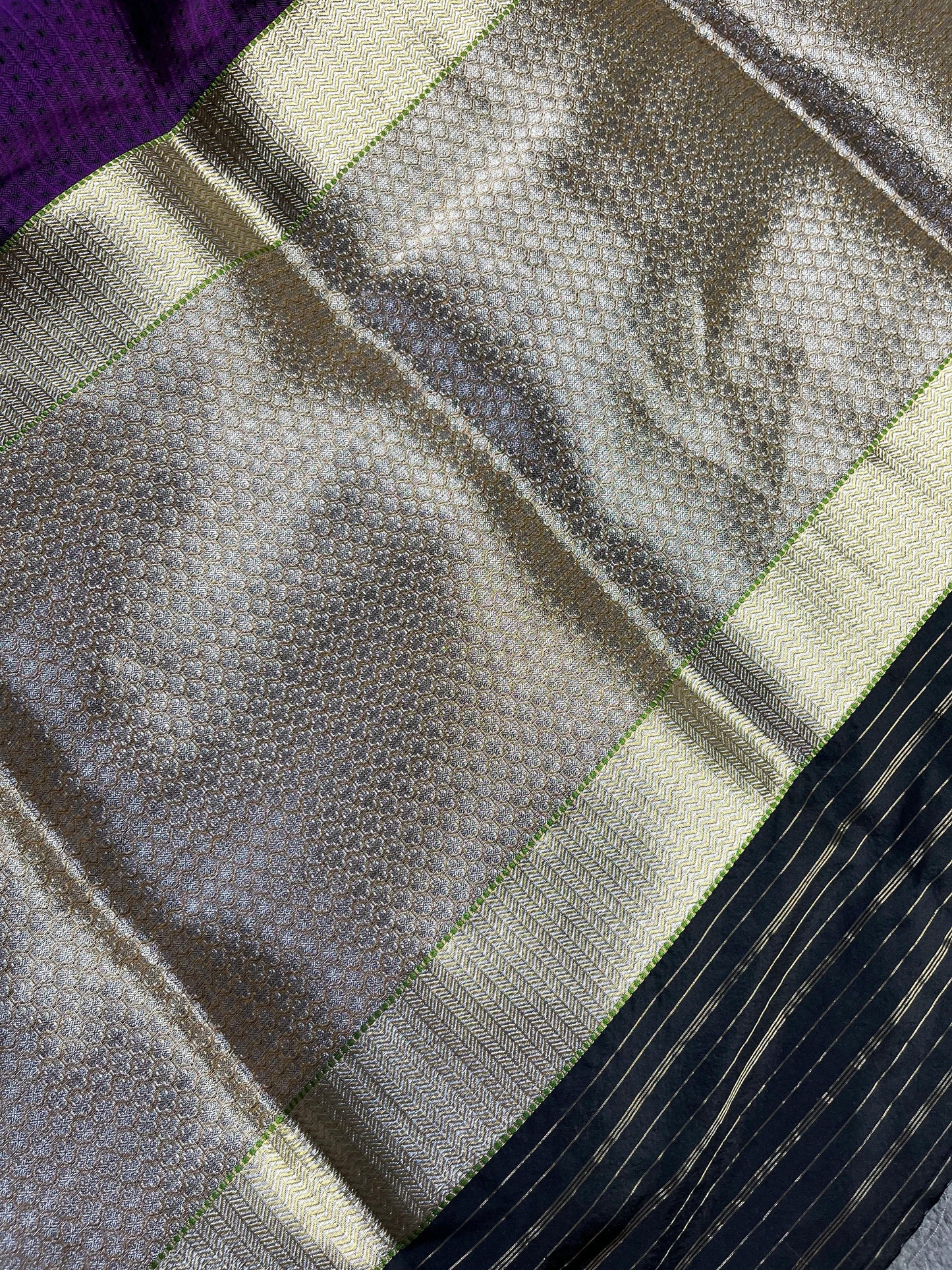 PURPLE BLACK SILK PURE HANDLOOM DO RUKHI BANARASI SAREE
