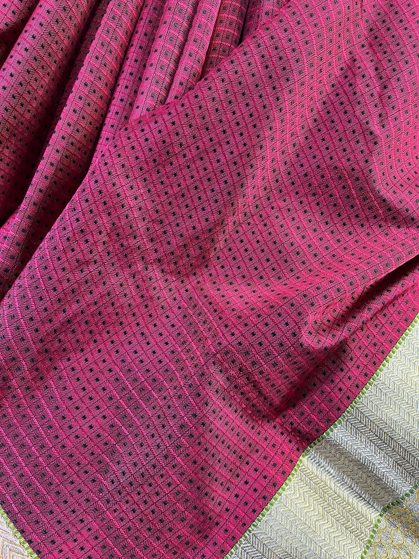 PINK BLACK SILK PURE HANDLOOM DO RUKHI BANARASI SAREE