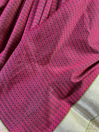 PINK BLACK SILK PURE HANDLOOM DO RUKHI BANARASI SAREE