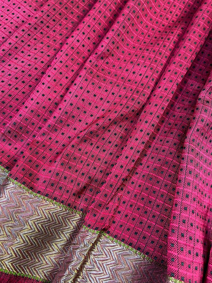 PINK BLACK SILK PURE HANDLOOM DO RUKHI BANARASI SAREE