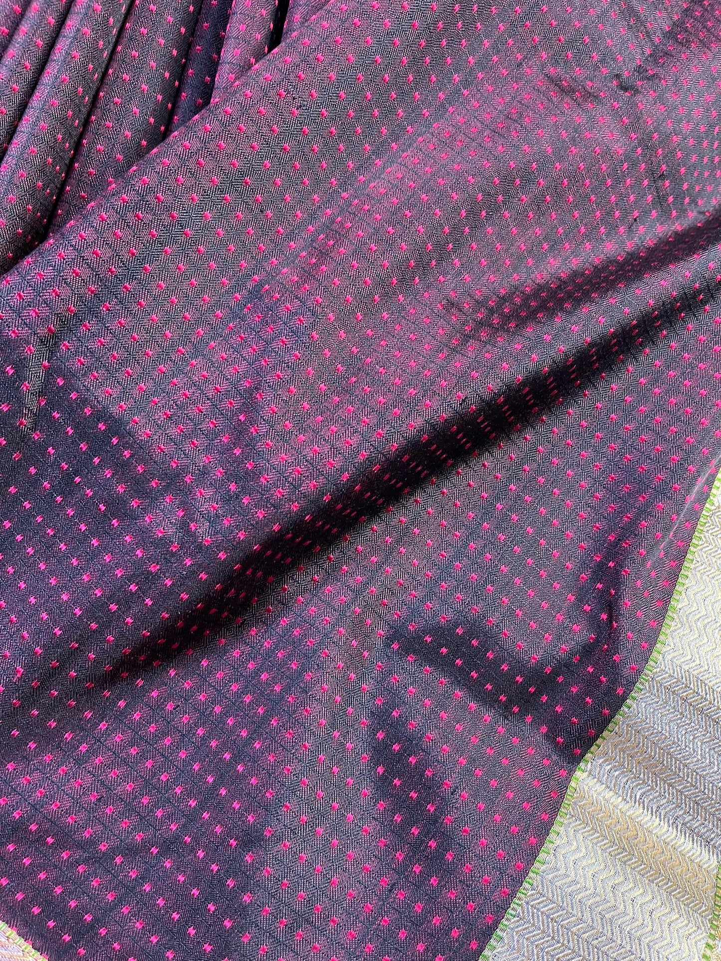 PINK BLACK SILK PURE HANDLOOM DO RUKHI BANARASI SAREE