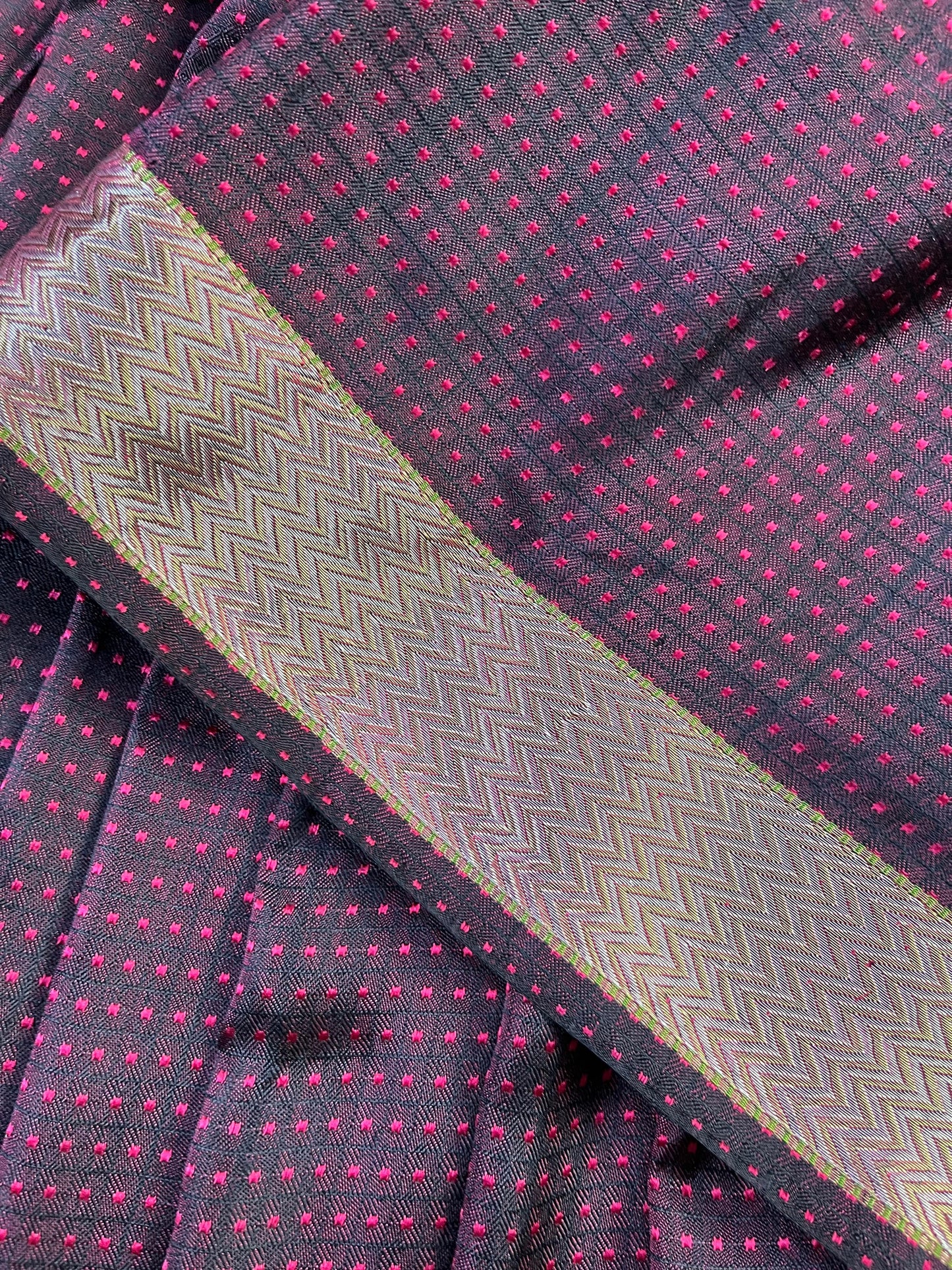 PINK BLACK SILK PURE HANDLOOM DO RUKHI BANARASI SAREE