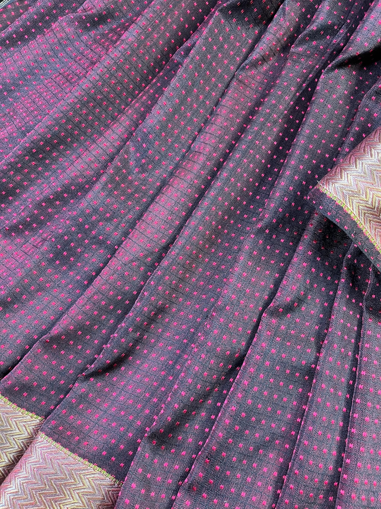 PINK BLACK SILK PURE HANDLOOM DO RUKHI BANARASI SAREE