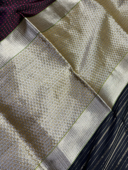 PINK BLACK SILK PURE HANDLOOM DO RUKHI BANARASI SAREE