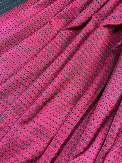 PINK BLACK SILK PURE HANDLOOM DO RUKHI BANARASI SAREE