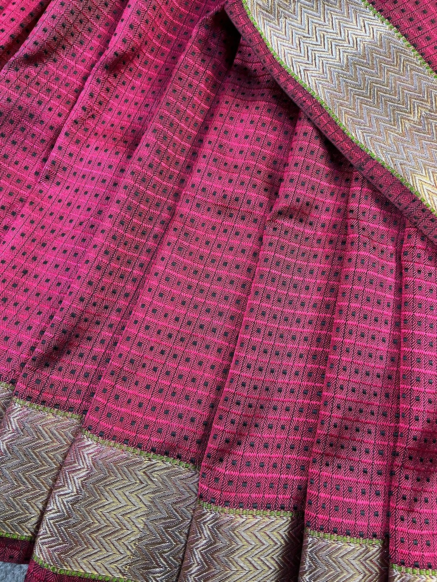 PINK BLACK SILK PURE HANDLOOM DO RUKHI BANARASI SAREE