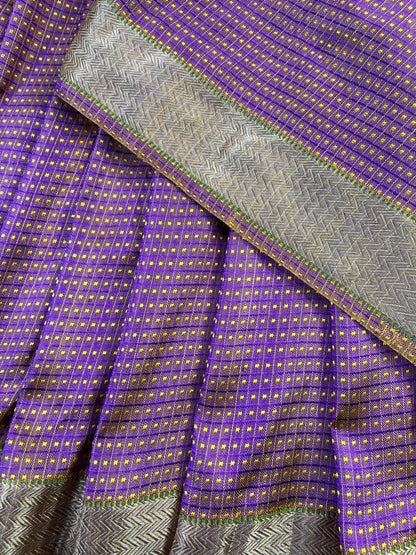 PURPLE YELLOW SILK PURE HANDLOOM DO RUKHI BANARASI SAREE