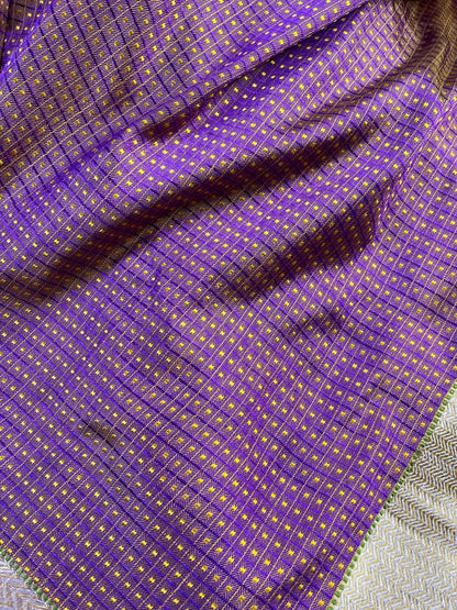 PURPLE YELLOW SILK PURE HANDLOOM DO RUKHI BANARASI SAREE