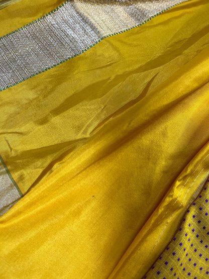 PURPLE YELLOW SILK PURE HANDLOOM DO RUKHI BANARASI SAREE