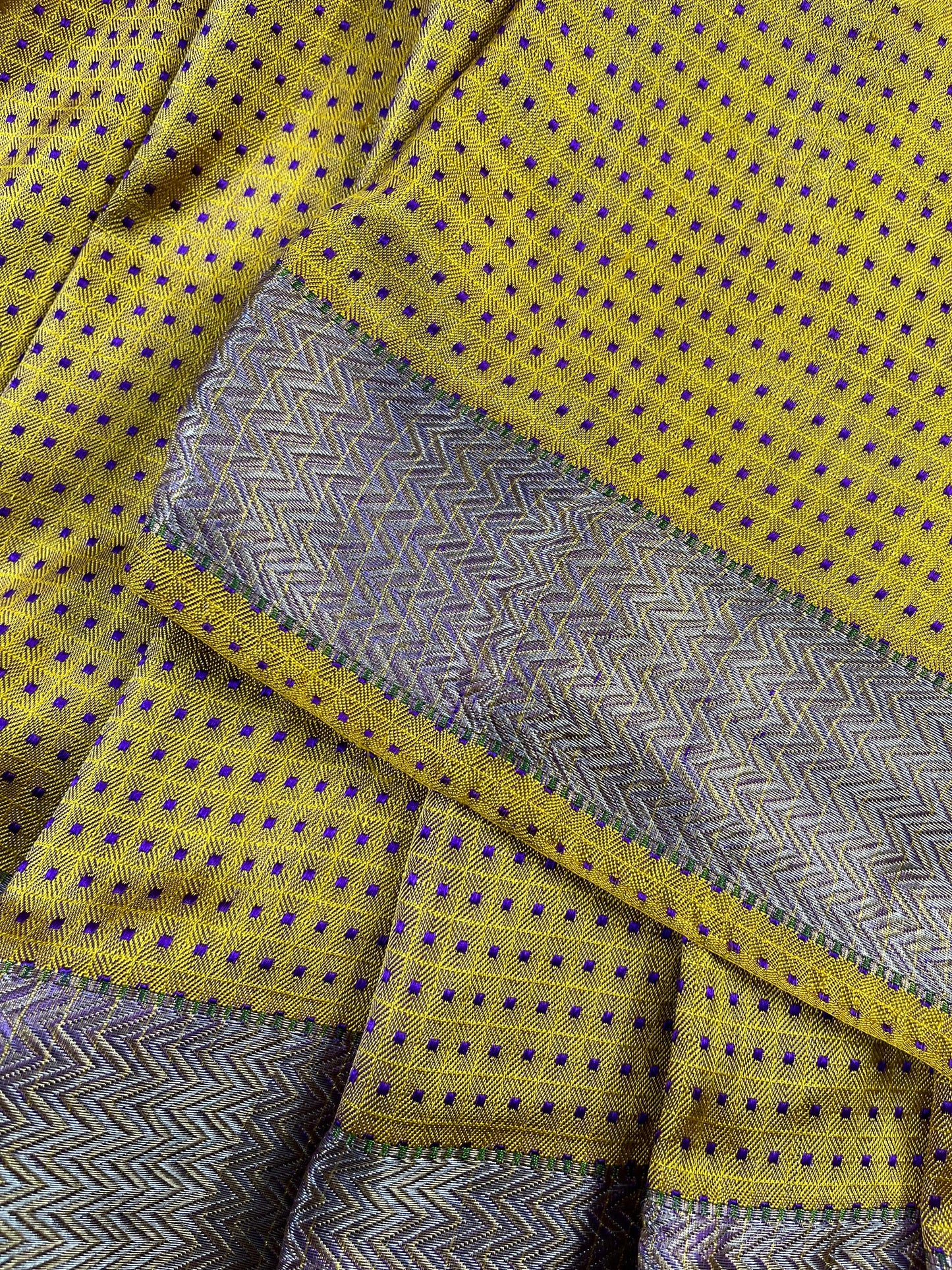PURPLE YELLOW SILK PURE HANDLOOM DO RUKHI BANARASI SAREE