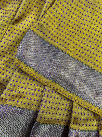 PURPLE YELLOW SILK PURE HANDLOOM DO RUKHI BANARASI SAREE