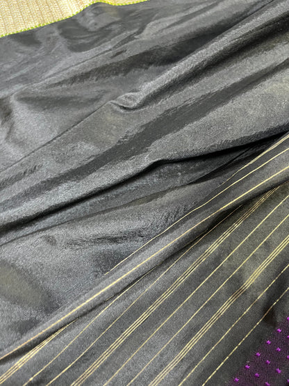 PURPLE BLACK SILK PURE HANDLOOM DO RUKHI BANARASI SAREE