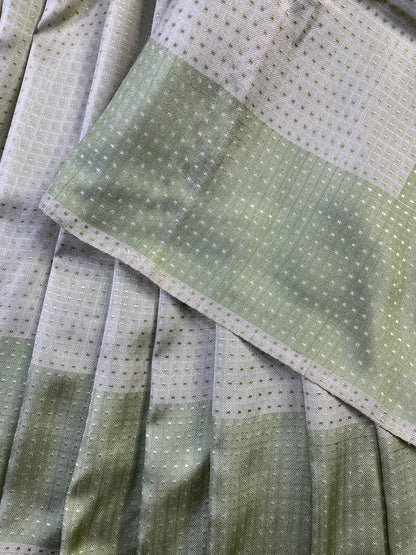 CREAM PISTA GREEN SILK PURE HANDLOOM DO RUKHI BANARASI SAREE