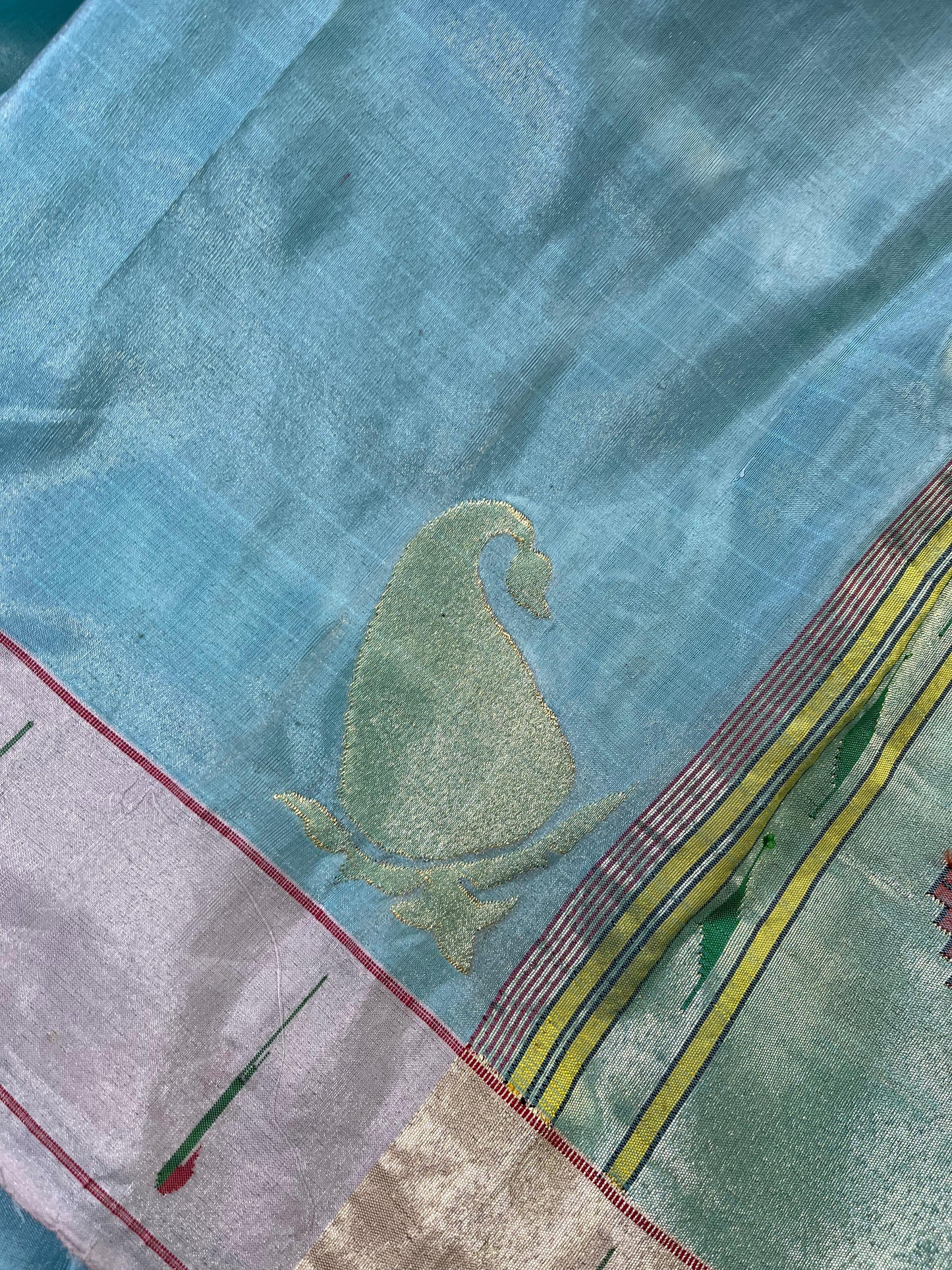 BLUE TISSUE SILK PURE HANDLOOM PAITHANI SAREE