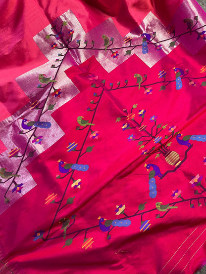 PINK SILK PURE HANDLOOM PAITHANI SAREE