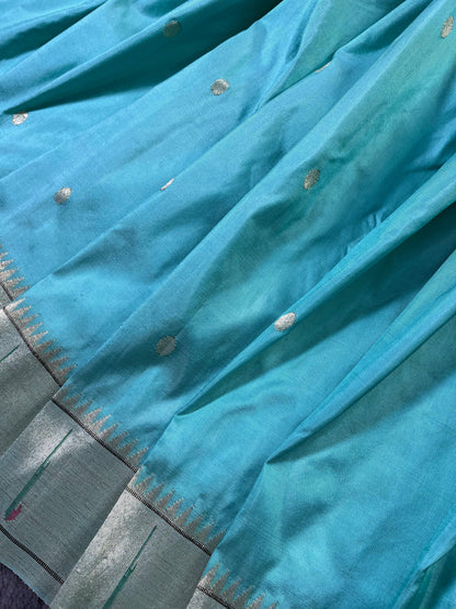 BLUE SILK PURE HANDLOOM PAITHANI SAREE