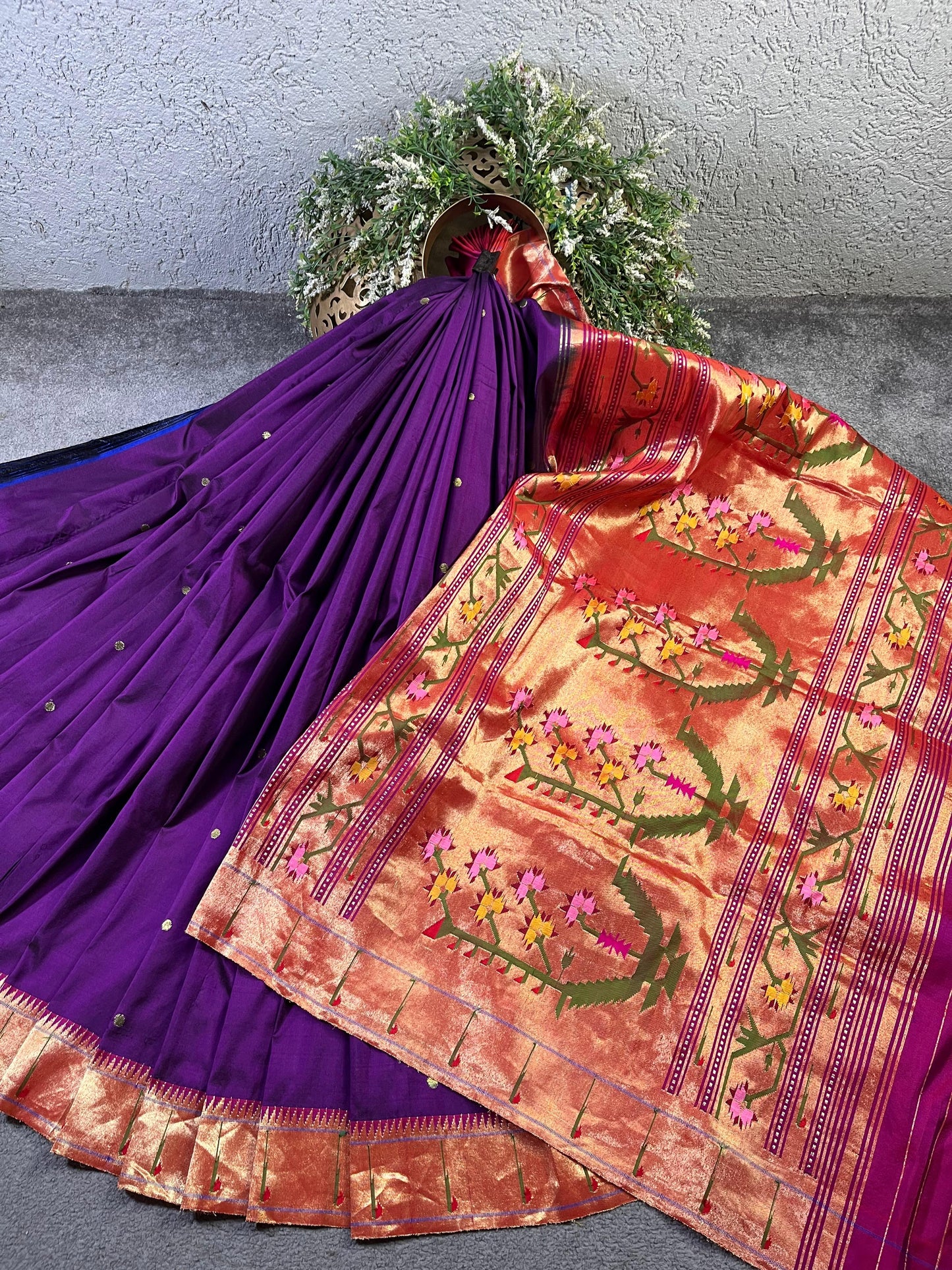 PURPLE SILK PURE HANDLOOM PAITHANI SAREE