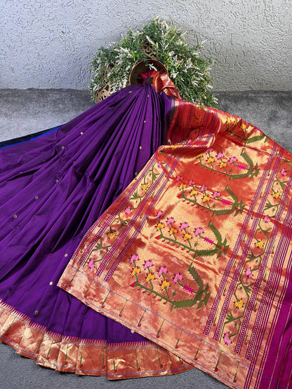 PURPLE SILK PURE HANDLOOM PAITHANI SAREE