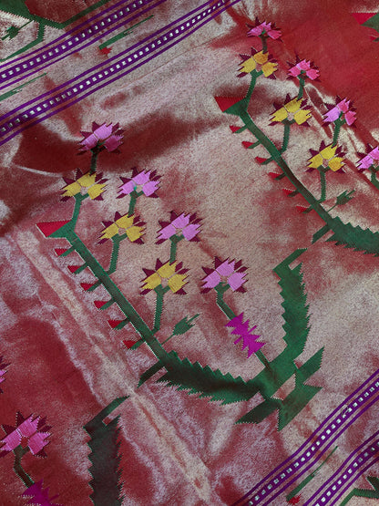 PURPLE SILK PURE HANDLOOM PAITHANI SAREE