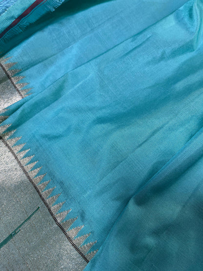 BLUE SILK PURE HANDLOOM PAITHANI SAREE