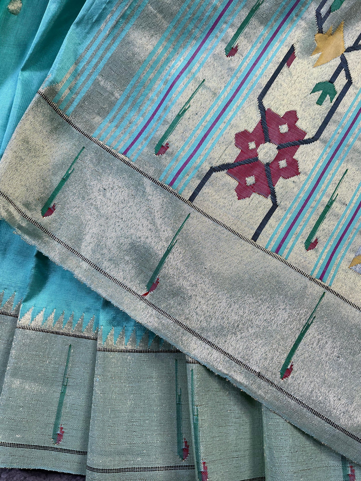 BLUE SILK PURE HANDLOOM PAITHANI SAREE