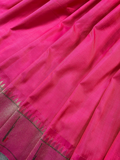 PINK SILK PURE HANDLOOM PAITHANI SAREE
