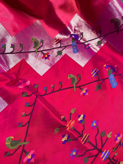 PINK SILK PURE HANDLOOM PAITHANI SAREE