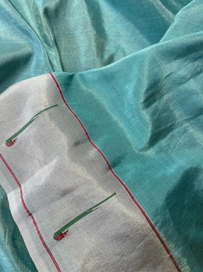 BLUE TISSUE SILK PURE HANDLOOM PAITHANI SAREE