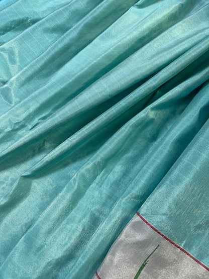 BLUE TISSUE SILK PURE HANDLOOM PAITHANI SAREE