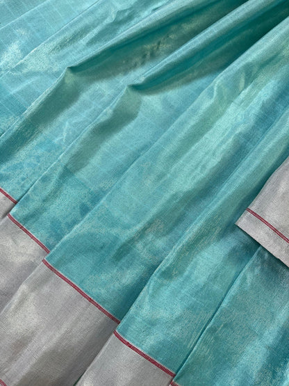 BLUE TISSUE SILK PURE HANDLOOM PAITHANI SAREE