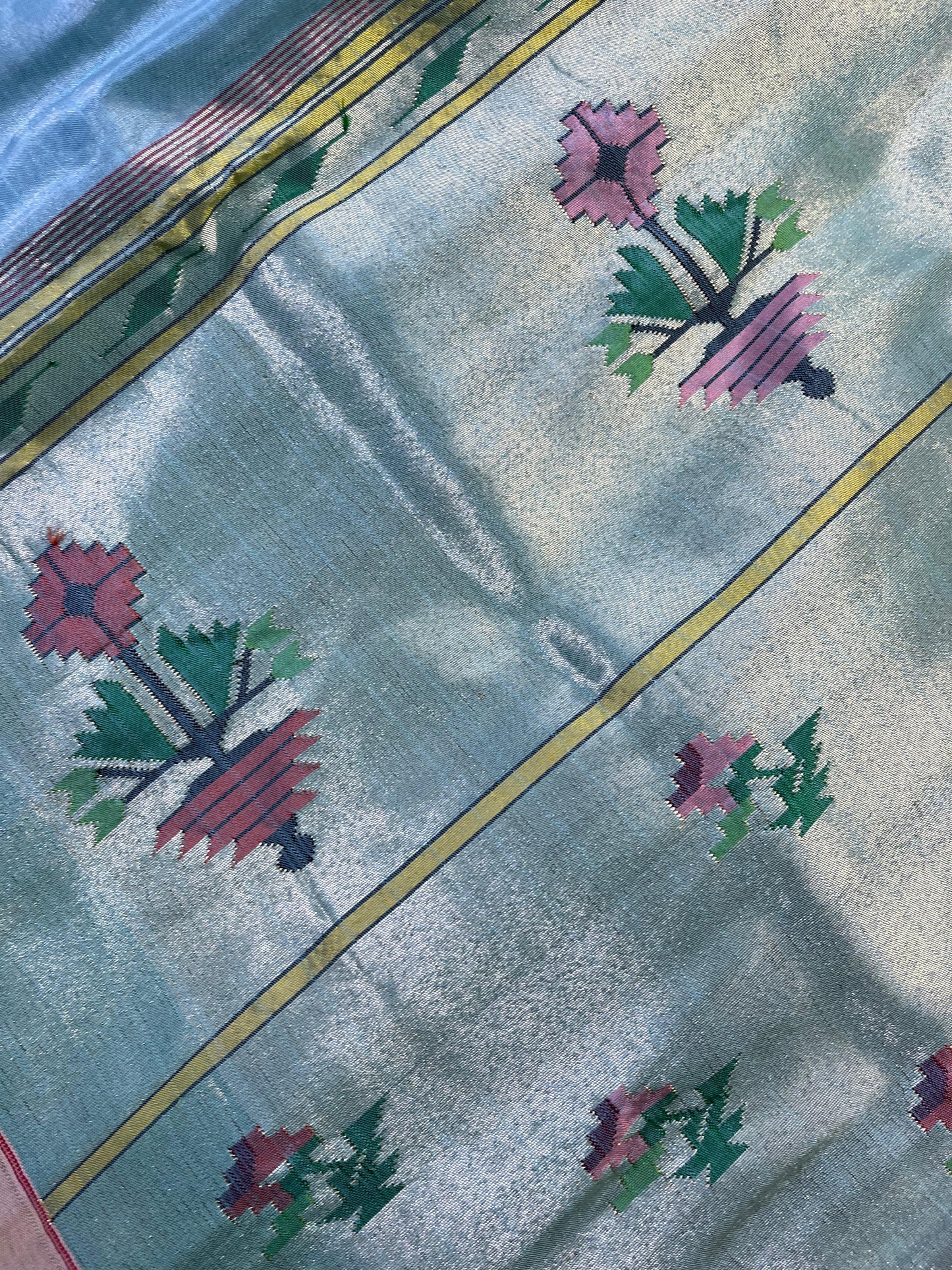 BLUE TISSUE SILK PURE HANDLOOM PAITHANI SAREE