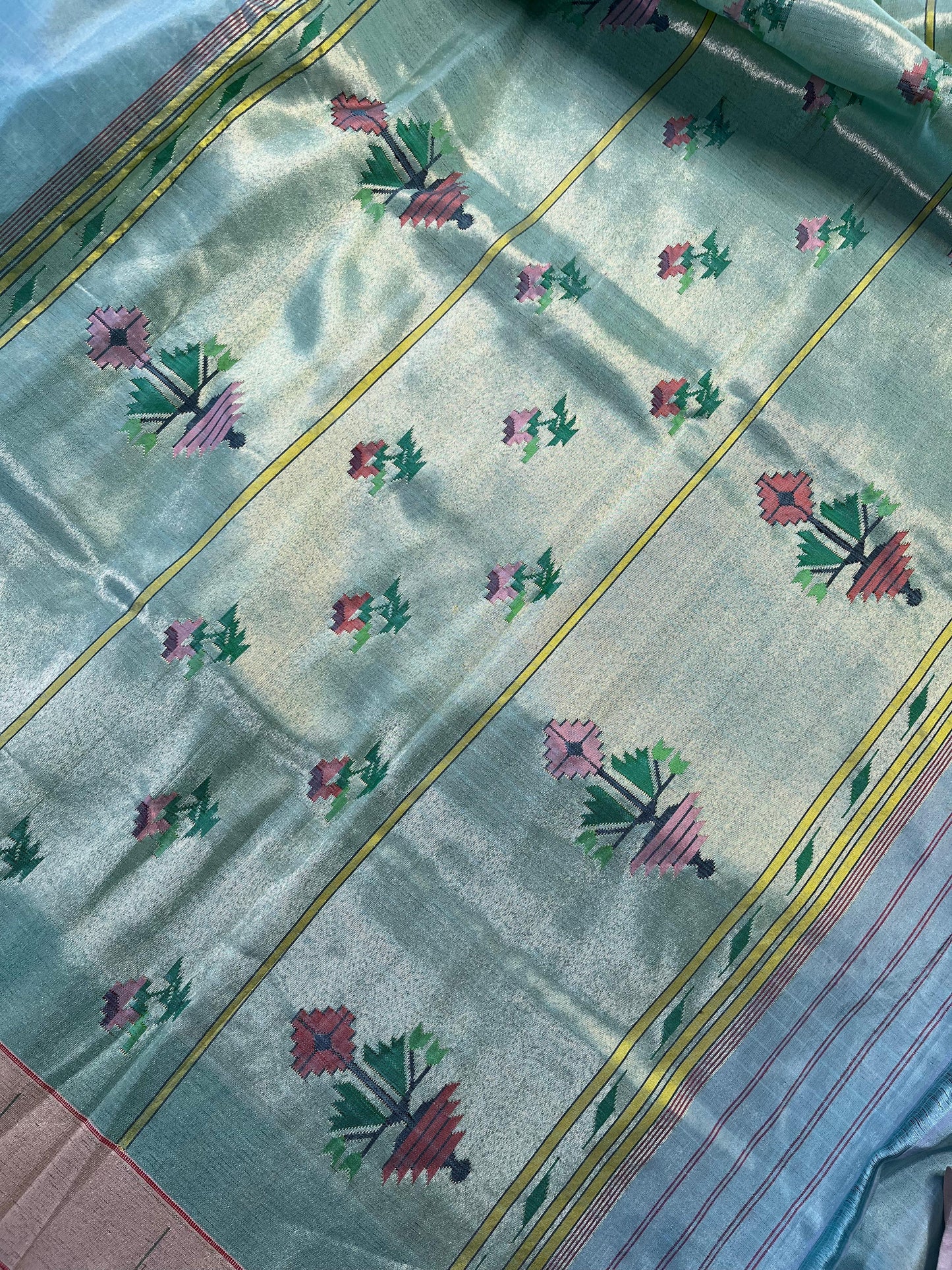 BLUE TISSUE SILK PURE HANDLOOM PAITHANI SAREE
