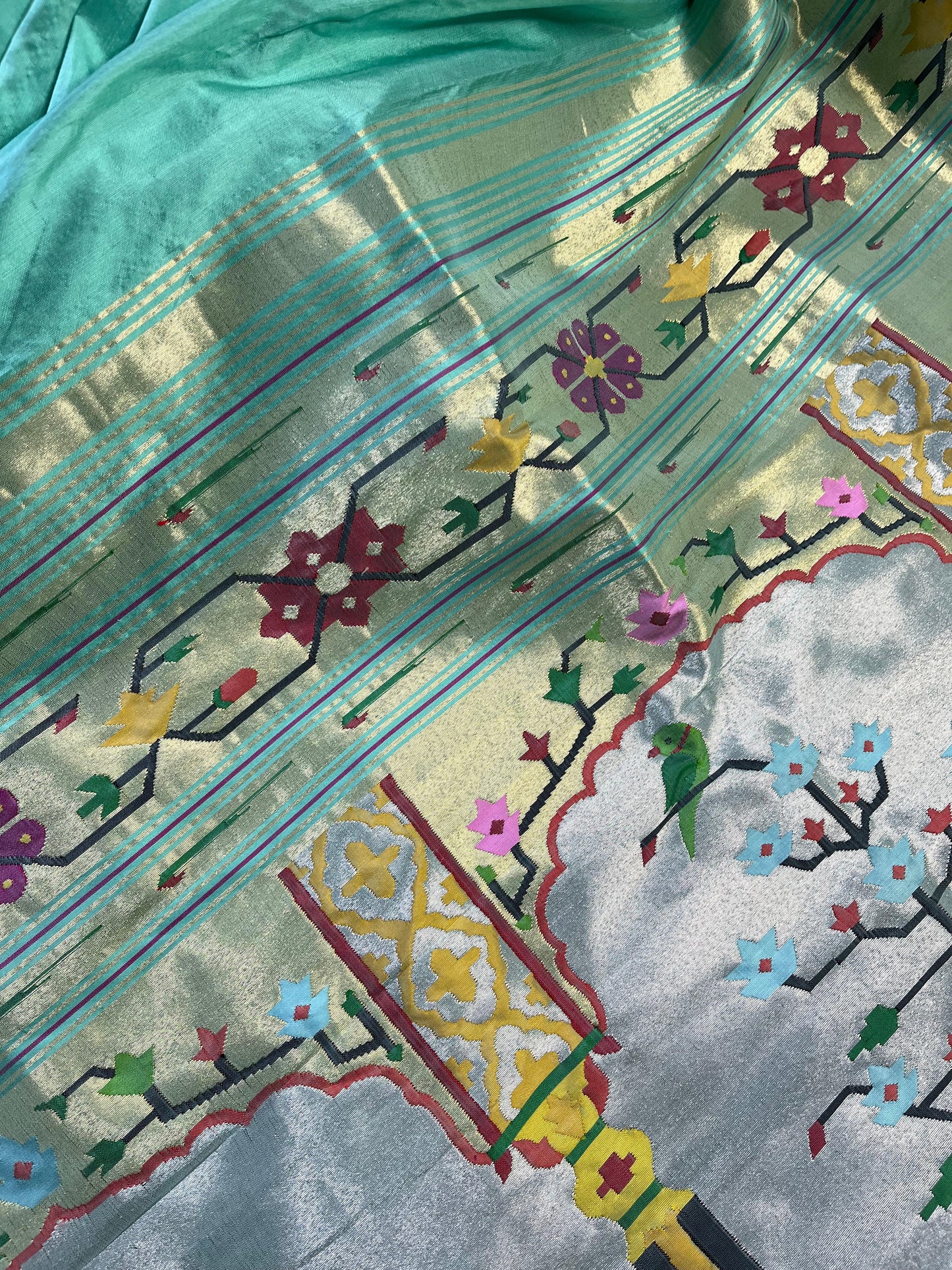BLUE SILK PURE HANDLOOM PAITHANI SAREE