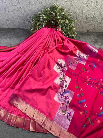 PINK SILK PURE HANDLOOM PAITHANI SAREE