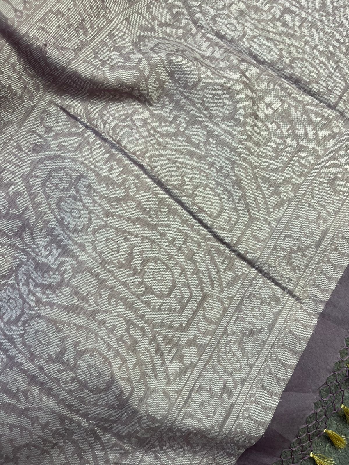 LAVENDER KORA COTTON  PURE HANDLOOM BANARASI SAREE