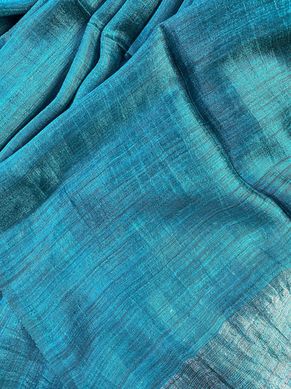 BLUE MATKA SILK PURE HANDLOOM MATKA SAREE